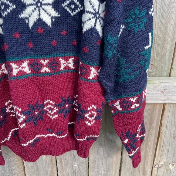 Vintage Sweater Wool Lord and Taylor 100% Wool Pure Hand Knit Pullover Crew XL - Picture 3 of 9